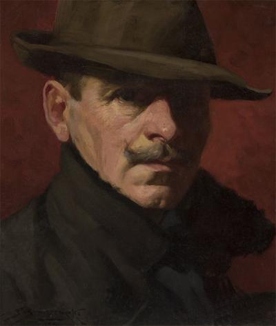 Selbstporträt/Autoportret, 1924 - Selbstporträt/Autoportret, 1924. Öl auf Holz, 34 x 29 cm. 
