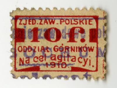 Zjednoczenie Zawodowe Polskie, Bochum 1910 - Marke der Polnischen Berufsvereinigung für Bestätigung der Sonderzahlung „für Agitation“ 