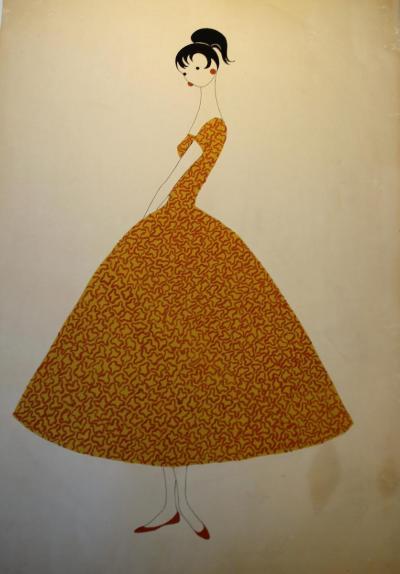 Abb. 4: Entwurf für das Modehaus Telimena - Entwurf für das Modehaus Telimena, Zeichnung von Helena Bohle-Szacki, 1960er Jahre