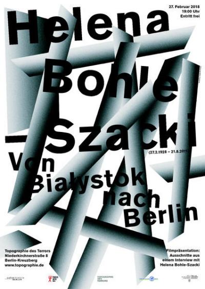 Il. 7: Plakat do wieczoru w sali Topographie des Terrors - Plakat do wieczoru w sali Topographie des Terrors 27.2.2018, projekt: Daniel Bornmann, Lette-Verein Berlin.
