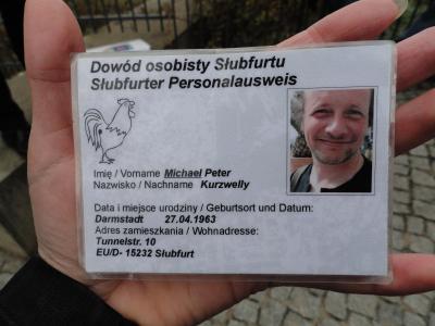 A special identity card - A special identity card issued on the request of Słubfurters. 