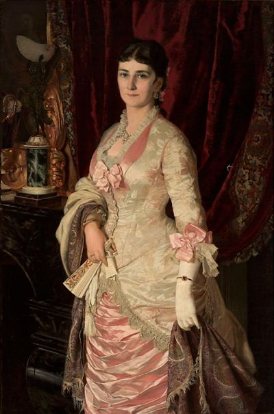 Porträt einer Dame in einem Satinkleid/Portret damy w atłasowej sukni, 1882 - Porträt einer Dame in einem Satinkleid/Portret damy w atłasowej sukni, 1882 