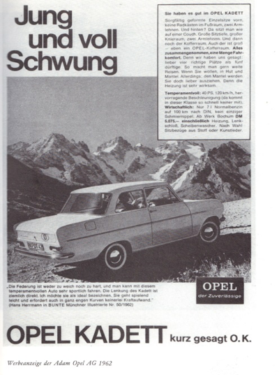 Werbeanzeige der Adam Opel AG, 1962 - Werbeanzeige der Adam Opel AG, 1962 