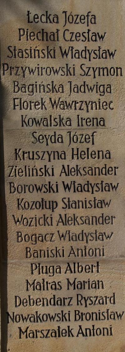 Plaque 8 - Names of victims 1-10  