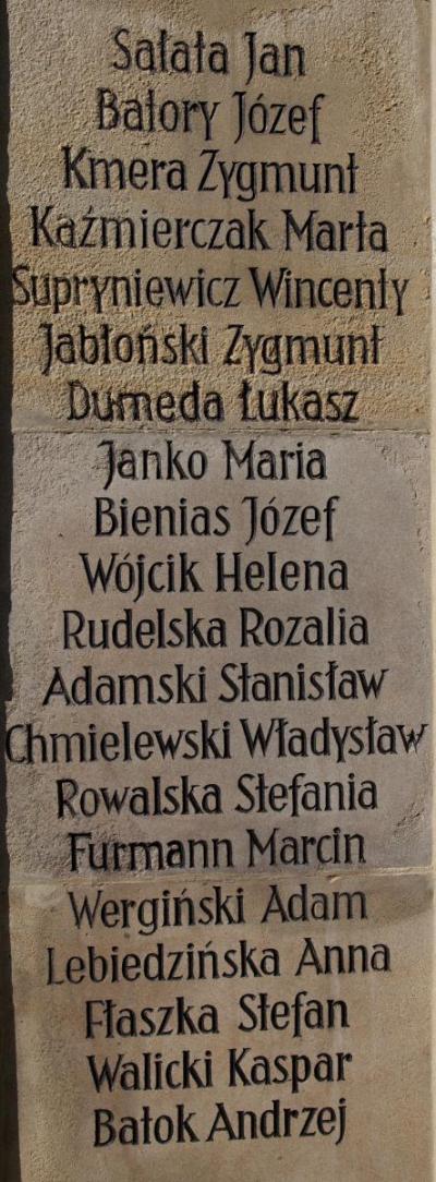 Plaque 9 - Names of victims 1-10  