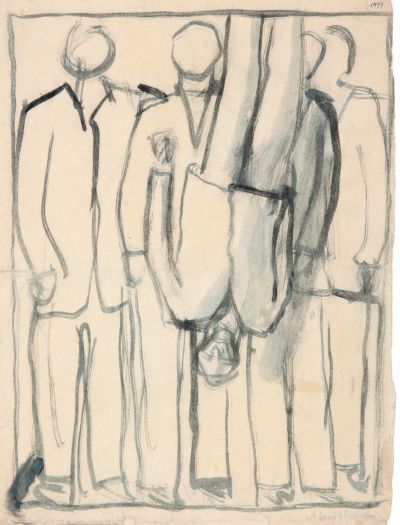Skizze zur "Erschießung" - Andrzej Wróblewski, Skizze zur "Erschießung", 1949, Tousche, Papier, 31,1 x 23,5 cm. 