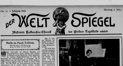 Stefania Goldenring: Musik im Hause Tolstois [Muzyka w domu Tołstoja] - W: Der Weltspiegel / Berliner Tageblatt, 8.3.1908 r. 