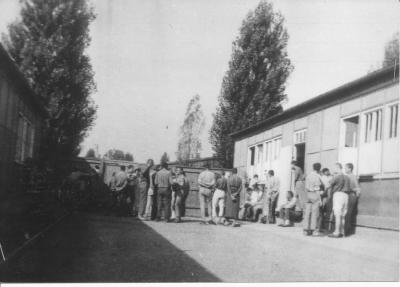 Häftlinge in Dachau (1) - Foto stammt höchst wahrscheinlich von den amerikanischen Behörden. 