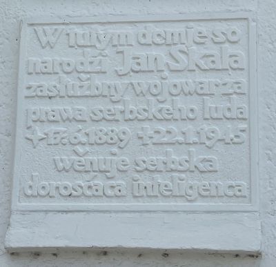 Gedenktafel an Skalas Geburtshaus in Nebelschütz (Njebjelčicy) - Gedenktafel an Skalas Geburtshaus in Nebelschütz (Njebjelčicy), 2023 