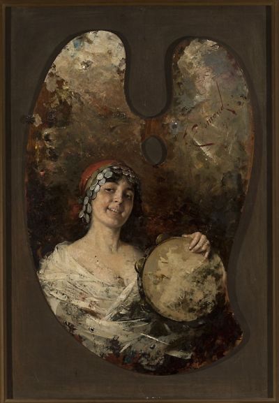Abb. 8b: Franciszek Ejsmond - Franciszek Ejsmond: Palette mit dem Porträt einer jungen Zigeunerin, 1894, Nationalmuseum Warschau 