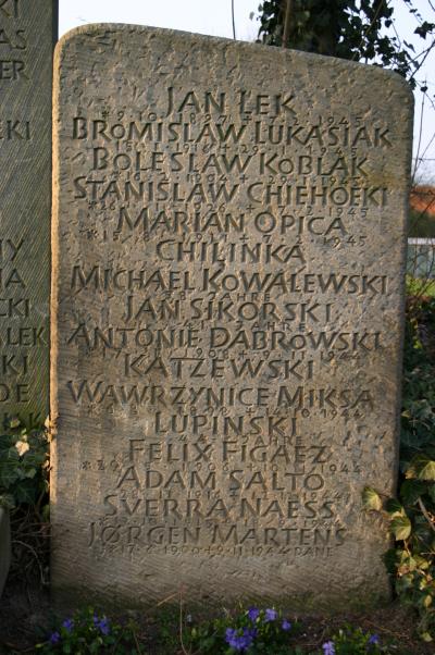 Tombstones with names of the victims of the concentration camp -  