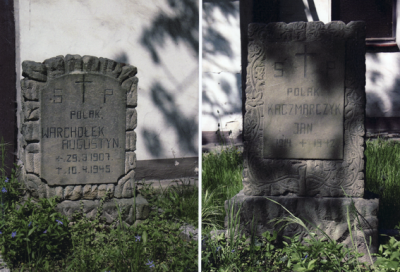 Tombstones of two Polish forced labourers buried in individual graves -  