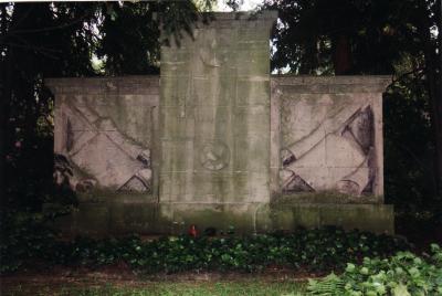 Tombstones with the names of the polish dead and the polish memorial -  