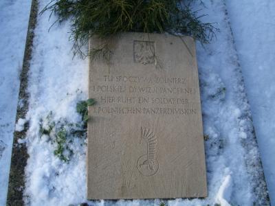 Memorial plaque on the grave of the polish soldier  -  