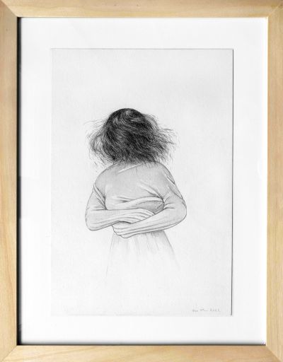 Kobieta Słońce - Rysunek pędzlem, tusz na papierze, 22 x 17 cm, 2022 