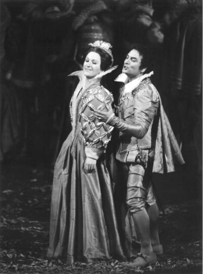 Marianne Seibel and Vasile Moldoveanu in “Rigoletto”, 1976 - Marianne Seibel in the role of Countess Ceprano and Vasile Moldoveanu as the Count of Mantua in “Rigoletto” at the Bavarian State Opera House, Munich 1976 